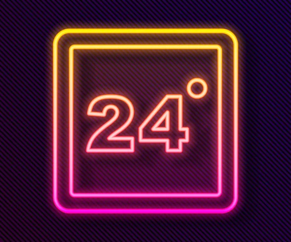 Icono de termostato de línea de neón brillante aislado sobre fondo negro. Control de temperatura. Vector — Vector de stock