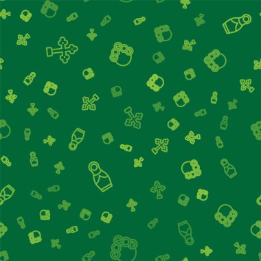 Hristiyan haçı, Rus bebek matruşka ve simitler kusursuz desenli. Vektör