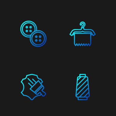 Makara, deri, düğme ve elbise dolabına dikiş ipliği yerleştir. Renk simgeleri. Vektör