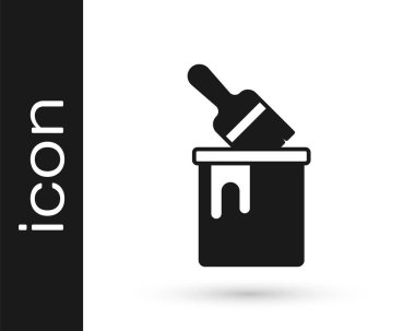 Beyaz arka planda izole edilmiş siyah boya kovası. Vektör