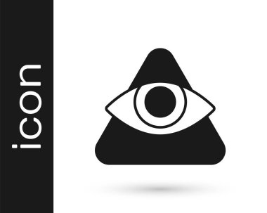 Siyah Masonların sembolü Tanrı 'nın her şeyi gören ikonu beyaz arka planda izole edilmiş. Üçgendeki Tanrı 'nın Gözü. Vektör