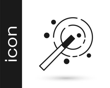 Siyah Büyü çubuk simgesi beyaz arkaplanda izole edildi. Yıldız şeklinde sihirli aksesuar. Sihirli güç. Mutlu Cadılar Bayramı Partisi. Vektör