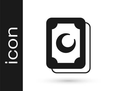 Siyah Tarot kartları simgesi beyaz arkaplanda izole edildi. Sihirli tarot kartları seti. Vektör