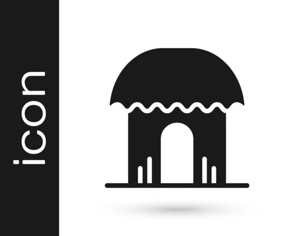 Ікона чорних африканських хатин ізольована на білому тлі. Африканський символ будинку. Вектор — стоковий вектор