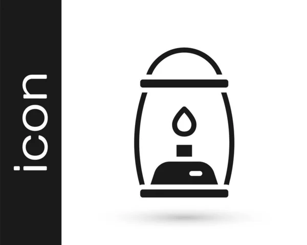 Zwarte Camping lantaarn pictogram geïsoleerd op witte achtergrond. Vector — Stockvector