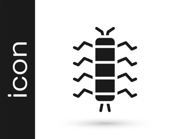 Icona dell'insetto Centopiedi nero isolata su sfondo bianco. Vettore — Vettoriale Stock