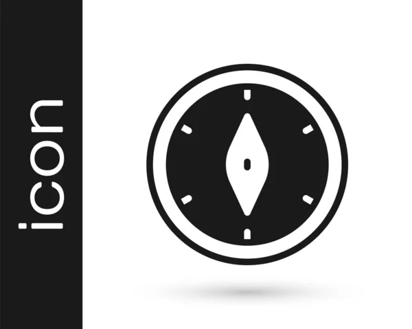 Icona Bussola nera isolata su sfondo bianco. Simbolo di navigazione Windrose. Segno di rosa del vento. Vettore — Vettoriale Stock