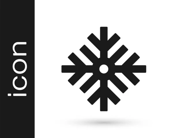 ไอคอนสโนว์ฟลัคสีดําแยกจากพื้นหลังสีขาว สุขสันต์วันคริสต์มาส และ สุขสันต์วันปีใหม่ เวกเตอร์ — ภาพเวกเตอร์สต็อก