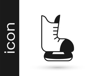 Siyah Patenler simgesi beyaz arkaplanda izole edildi. Buz pateni ayakkabısı ikonu. Kılıçlı spor botlar. Vektör