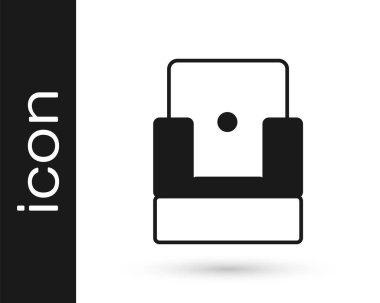 Siyah Sinema sandalye simgesi beyaz arkaplanda izole edildi. Vektör