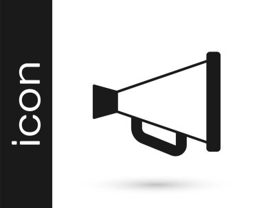 Beyaz arkaplanda siyah megafon simgesi izole edildi. Sözcü işareti. Vektör