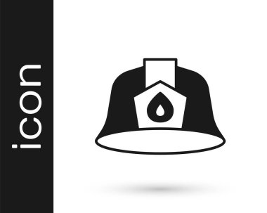 Siyah itfaiyeci kaskı ya da itfaiyeci şapkası ikonu beyaz arka planda izole edilmiş. Vektör