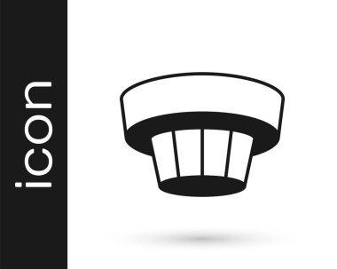 Siyah Duman alarm sistemi simgesi beyaz arkaplanda izole edildi. Duman dedektörü. Vektör