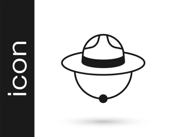 Fekete kanadai ranger kalap egyenruha ikon elszigetelt fehér háttér. Vektor — Stock Vector