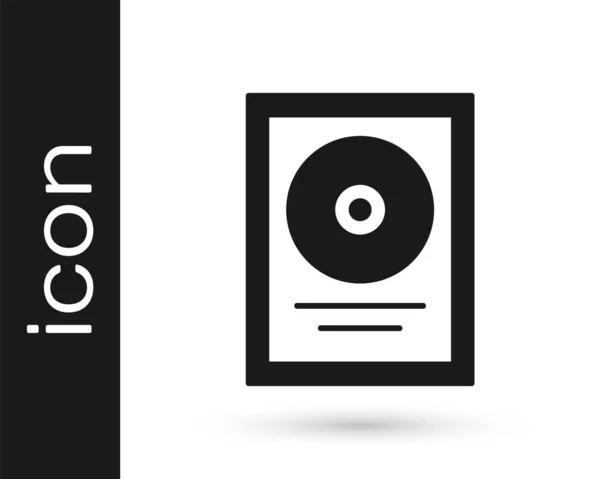 Μαύρο βραβείο δίσκου CD στο εικονίδιο πλαισίου που απομονώνεται σε λευκό φόντο. Σύγχρονη τελετή. Μπεστ σέλερ Μουσικό τρόπαιο. Διάνυσμα — Διανυσματικό Αρχείο