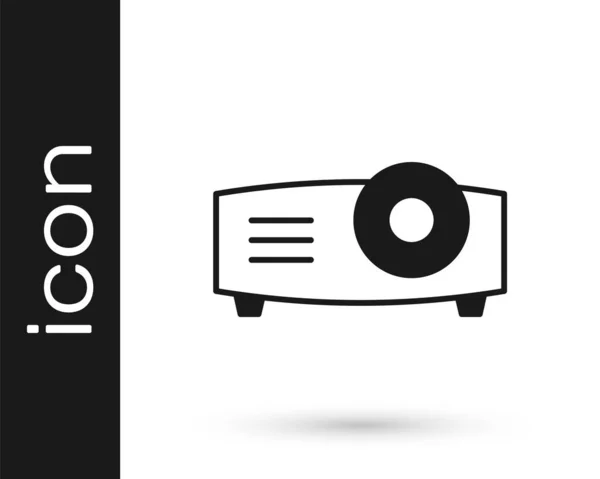 Presentazione nera, film, film, icona del proiettore multimediale isolato su sfondo bianco. Vettore — Vettoriale Stock