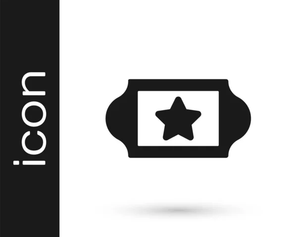 Icono de ticket de cine negro aislado sobre fondo blanco. Vector — Vector de stock