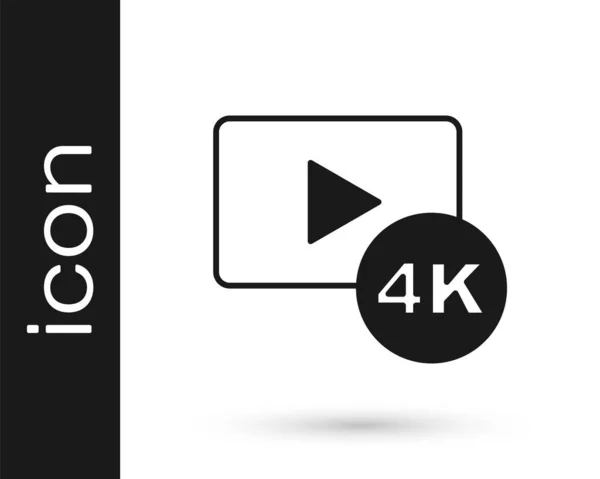 TV tela preta com 4k Ultra HD ícone de tecnologia de vídeo isolado no fundo branco. Vetor — Vetor de Stock