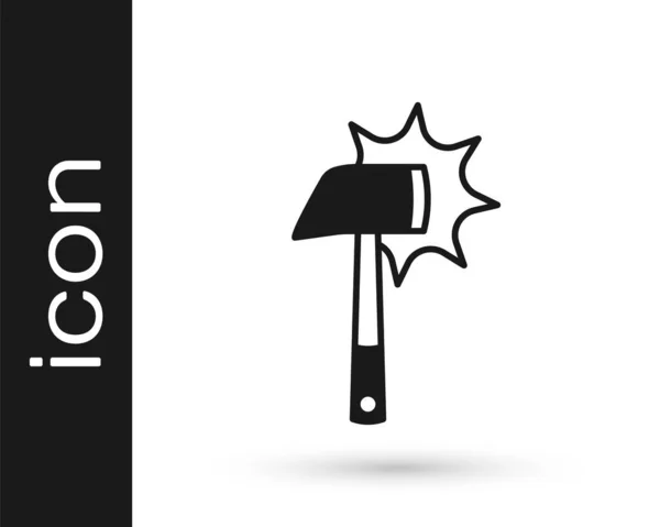 Black Firefighter axe icon isolated on white background. Fire axe. Vector — Stock Vector