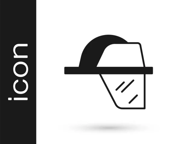 검은 소방관 헬멧 또는 소방관 모자 아이콘 흰색 배경에 분리. Vector — 스톡 벡터