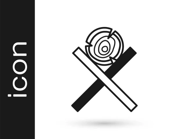 Negro Troncos de madera en un icono de soporte aislado sobre fondo blanco. Una pila de leña. Vector — Vector de stock
