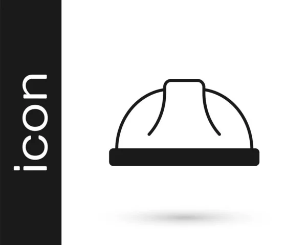 Das schwarze Arbeiterschutzhelm-Symbol ist auf weißem Hintergrund isoliert. Vektor — Stockvektor