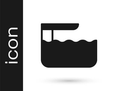 Beyaz arkaplanda siyah dalış tahtası ya da sıçrama tahtası simgesi izole edilmiş. Vektör