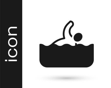 Siyah yüzücü ikonu beyaz arka planda izole edilmiş. Vektör