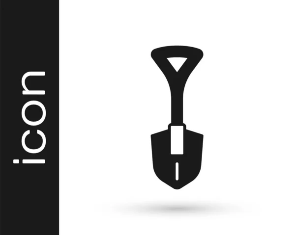 Zwarte schop pictogram geïsoleerd op witte achtergrond. Tuingereedschap. Gereedschap voor tuinbouw, landbouw, landbouw. Vector — Stockvector