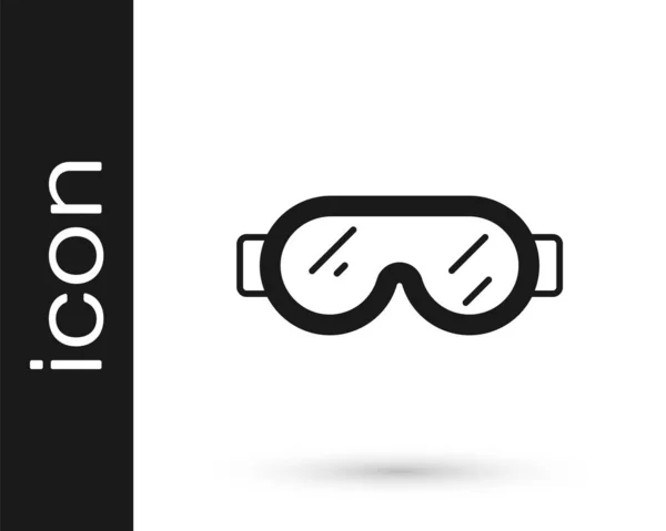블랙 세이프티 고글 안경 아이콘은 흰색 배경에 분리되어 있다. Vector — 스톡 벡터