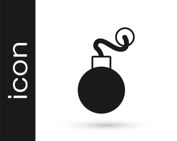 Bomba negra lista para explotar icono aislado sobre fondo blanco. Vector — Archivo Imágenes Vectoriales