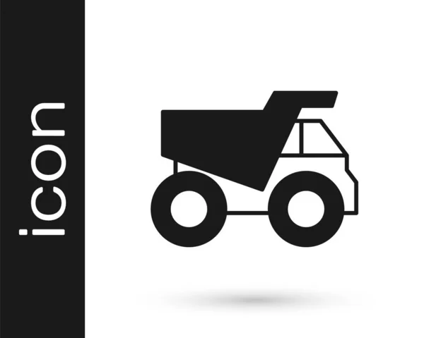 Black Mining décharge icône camion isolé sur fond blanc. Vecteur — Image vectorielle