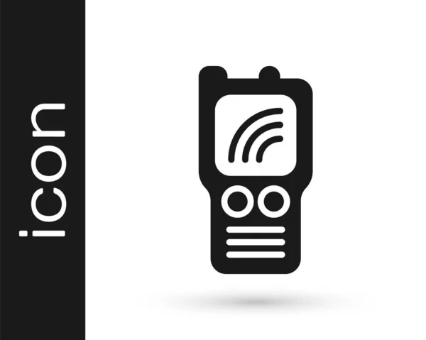 Negro Walkie talkie icono aislado sobre fondo blanco. Icono del transmisor de radio portátil. Señal del transceptor de radio. Vector — Archivo Imágenes Vectoriales