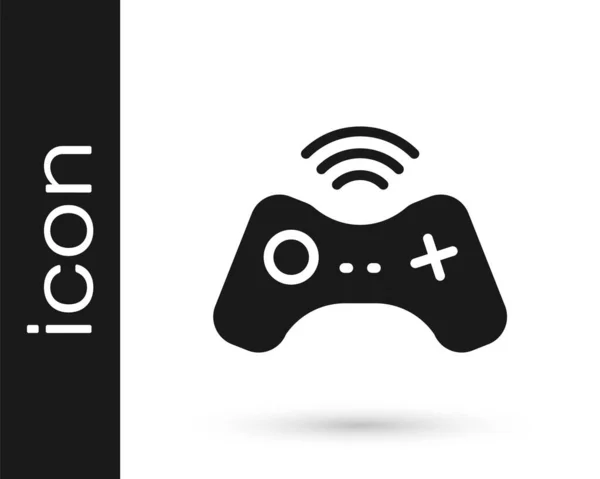 Icona gamepad wireless nera isolata su sfondo bianco. Controllore di gioco. Vettore — Vettoriale Stock