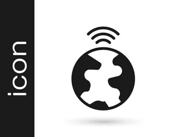 Icono de tecnología o red social Black Global aislado sobre fondo blanco. Vector — Vector de stock