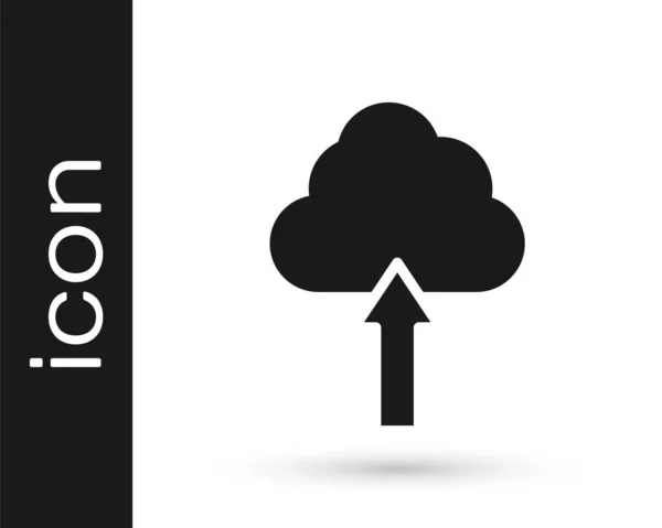 Czarna chmura wgraj ikonę izolowaną na białym tle. Wektor — Wektor stockowy