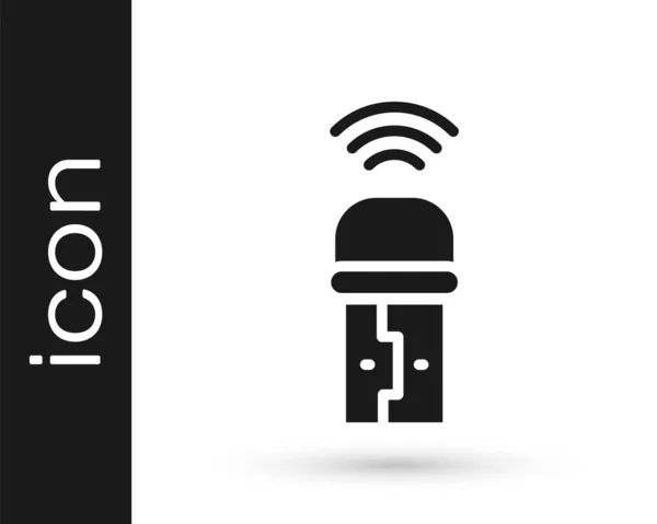 Icona adattatore wireless USB nero isolato su sfondo bianco. Vettore — Vettoriale Stock