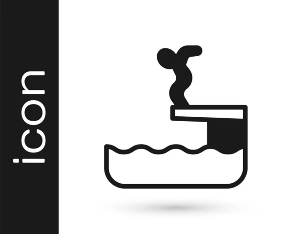 Black Swimmer potápění do ikony bazénu izolované na bílém pozadí. Vektor — Stockový vektor