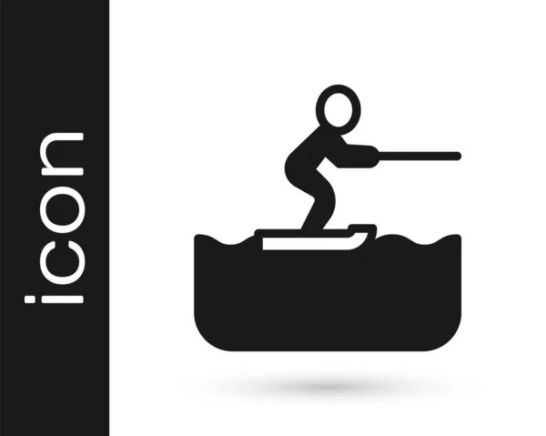 Siyah Su Kayakçısı ikonu beyaz arka planda izole edildi. Vektör — Stok Vektör
