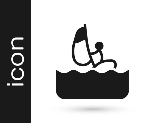 Icono de Windsurf negro aislado sobre fondo blanco. Vector — Vector de stock
