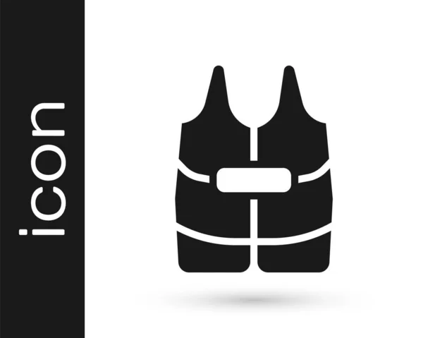 Black Life jacket icoon geïsoleerd op witte achtergrond. Een icoon van een vest. Extreme sport. Sportuitrusting. Vector — Stockvector