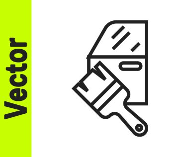 Siyah çizgili araba boyama simgesi beyaz arka planda izole edildi. Araba tamir işlemi. Vektör