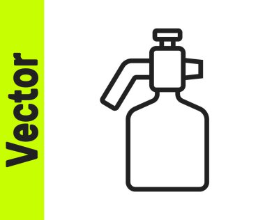 Beyaz arkaplanda siyah çizgi boyalı sprey tabanca ikonu var. Vektör