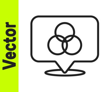 Siyah çizgi RGB ve CMYK renk karıştırma simgesi beyaz arkaplanda izole edildi. Vektör