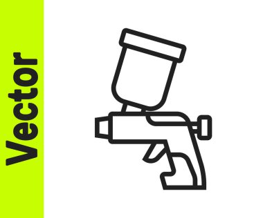 Beyaz arkaplanda siyah çizgi boyalı sprey tabanca ikonu var. Vektör