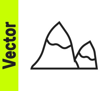 Siyah çizgi dağ simgesi beyaz arkaplanda izole edildi. Zaferin ya da başarının sembolü. Vektör