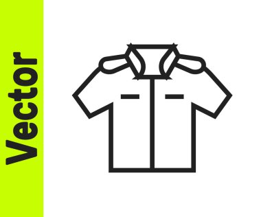 Beyaz arkaplanda siyah çizgi tişört simgesi izole edildi. Vektör