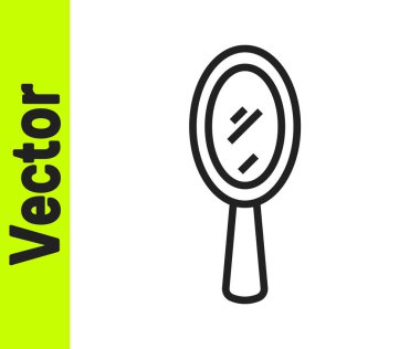 Siyah çizgi sihirli el aynası ikonu beyaz arkaplanda izole edilmiş. Vektör