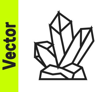 Siyah çizgi sihirli taş simgesi beyaz arkaplanda izole edildi. Fantezi kristali. Maç için mücevher. Vektör