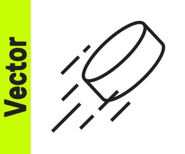 Beyaz arkaplanda siyah çizgi hokey diski simgesi izole edildi. Vektör